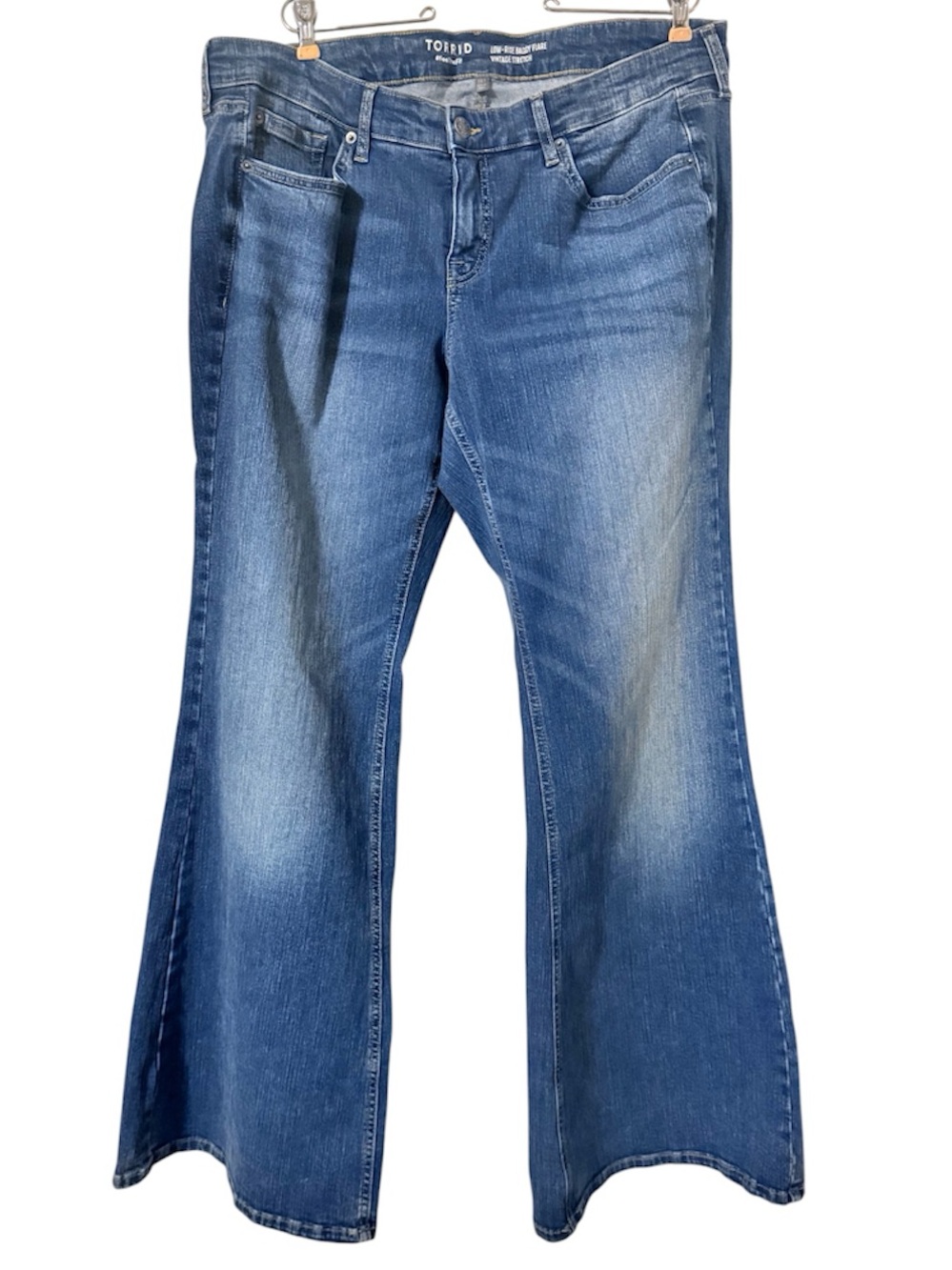 Torrid Low Rise Baggy Flare Vintage Stretch Denim Jeans Sz 16 Tall